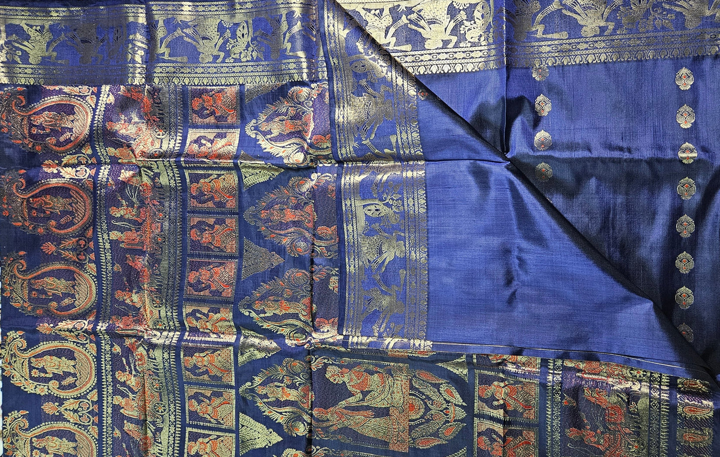 Swarnachori Design on Bishnupuri Katan Silk Saree with Blouse Piece