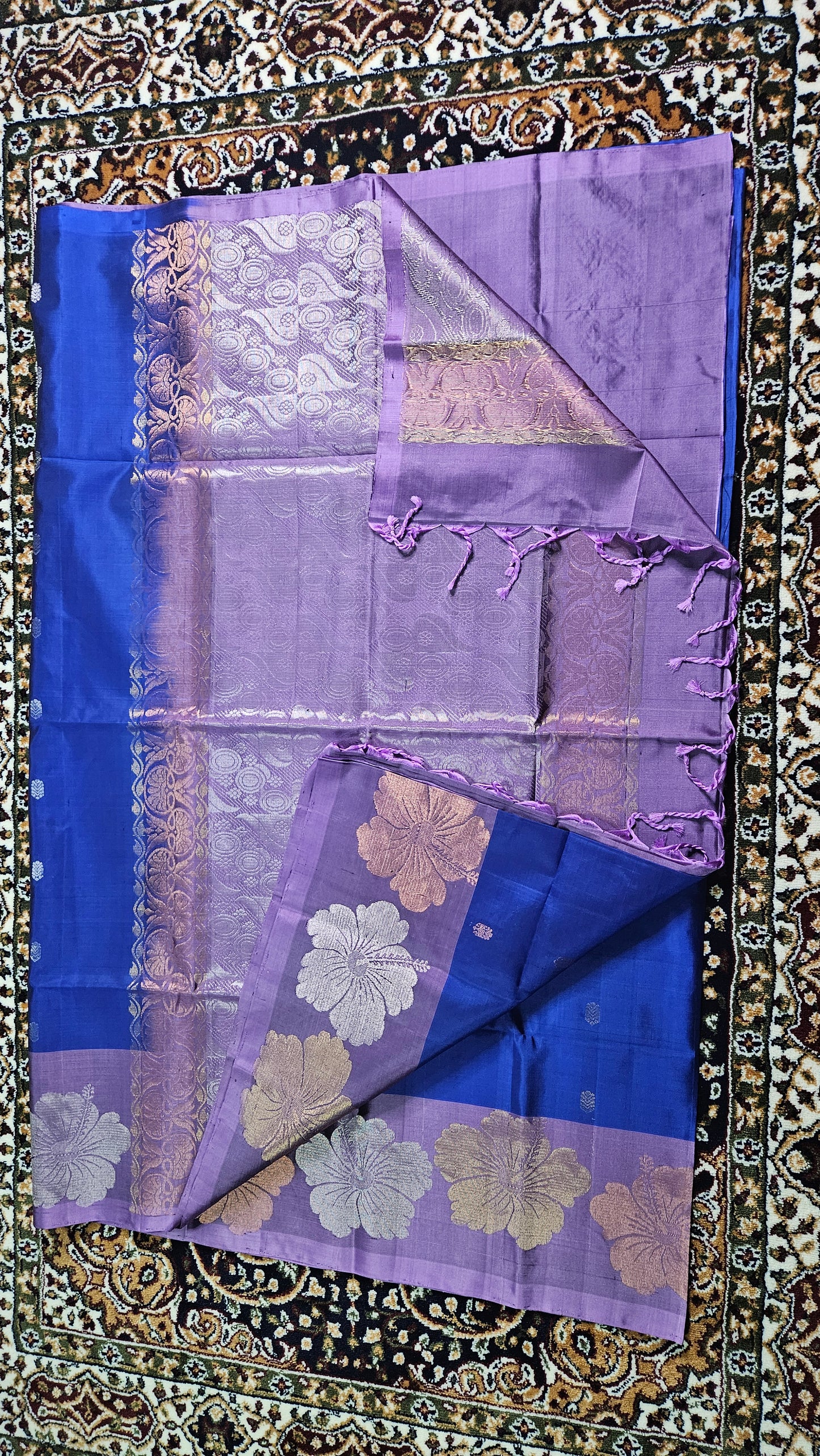 Kanchipuram Pure Silk Saree with Double Wrap and Turning Border