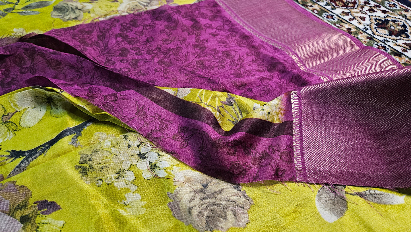 Soft Dola Silk Saree with Jacquard Border and Blouse Piece