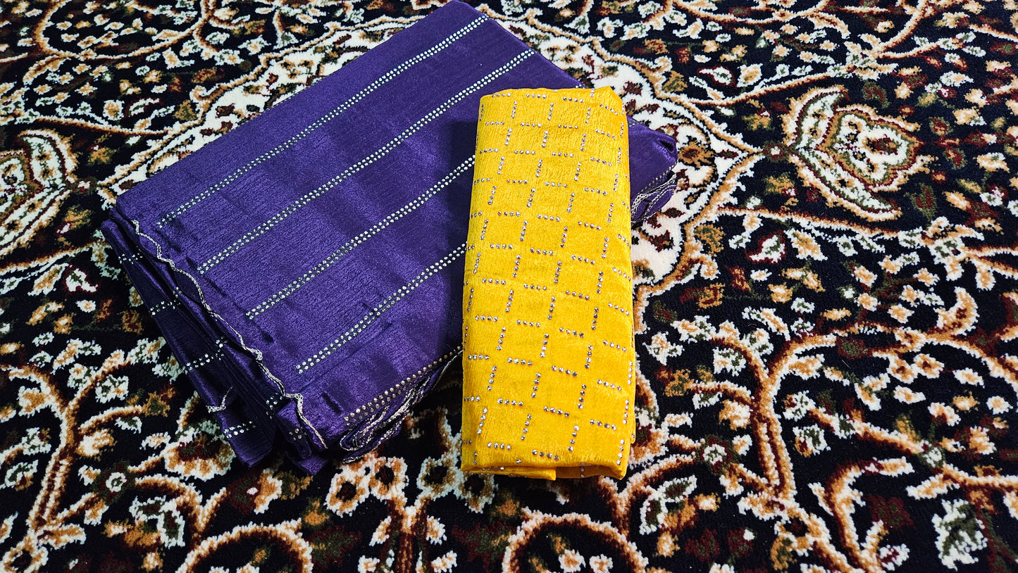 Chinnon Silk Saree with Linear Mukaish Body work