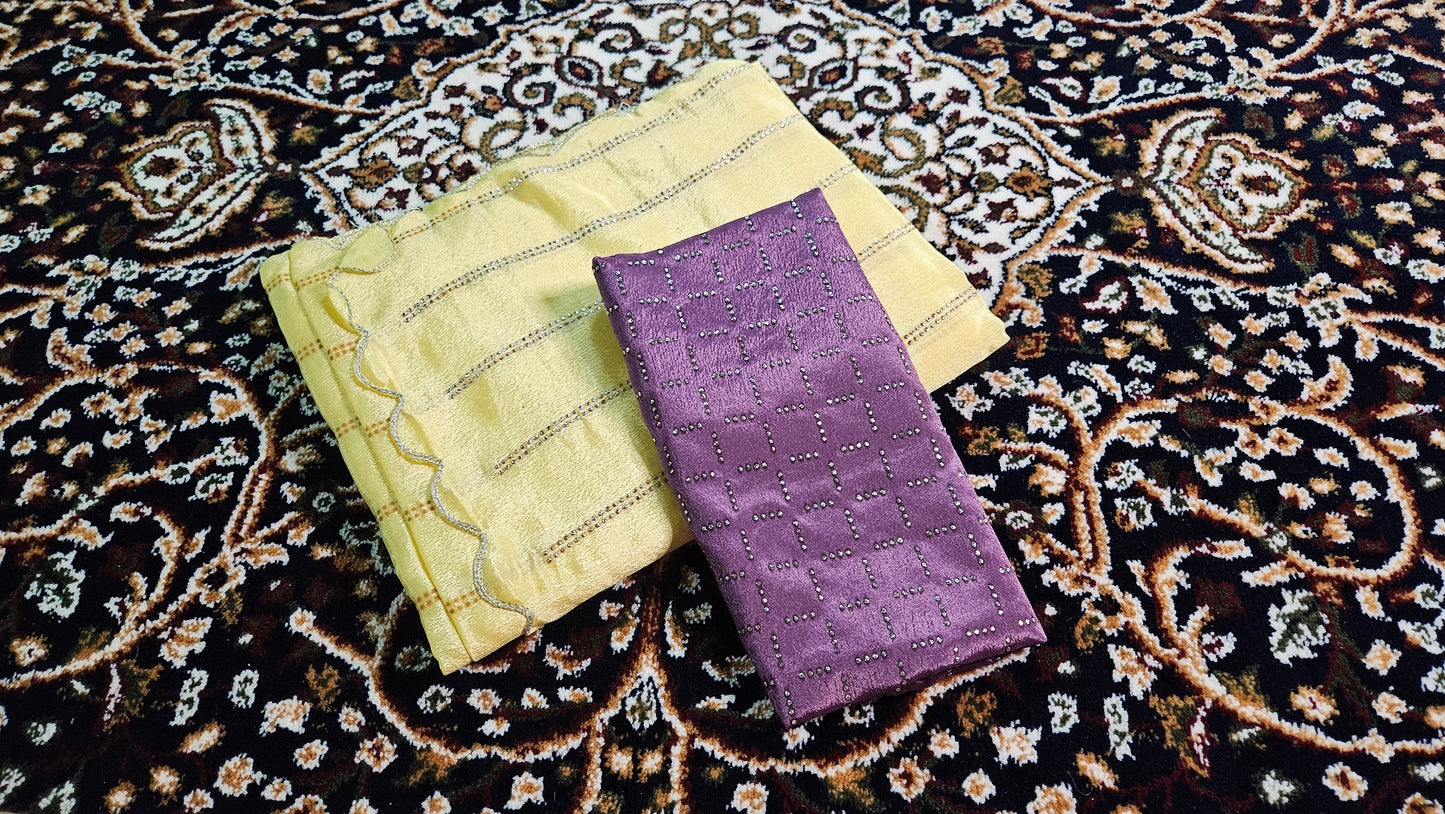 Chinnon Silk Saree with Linear Mukaish Body work