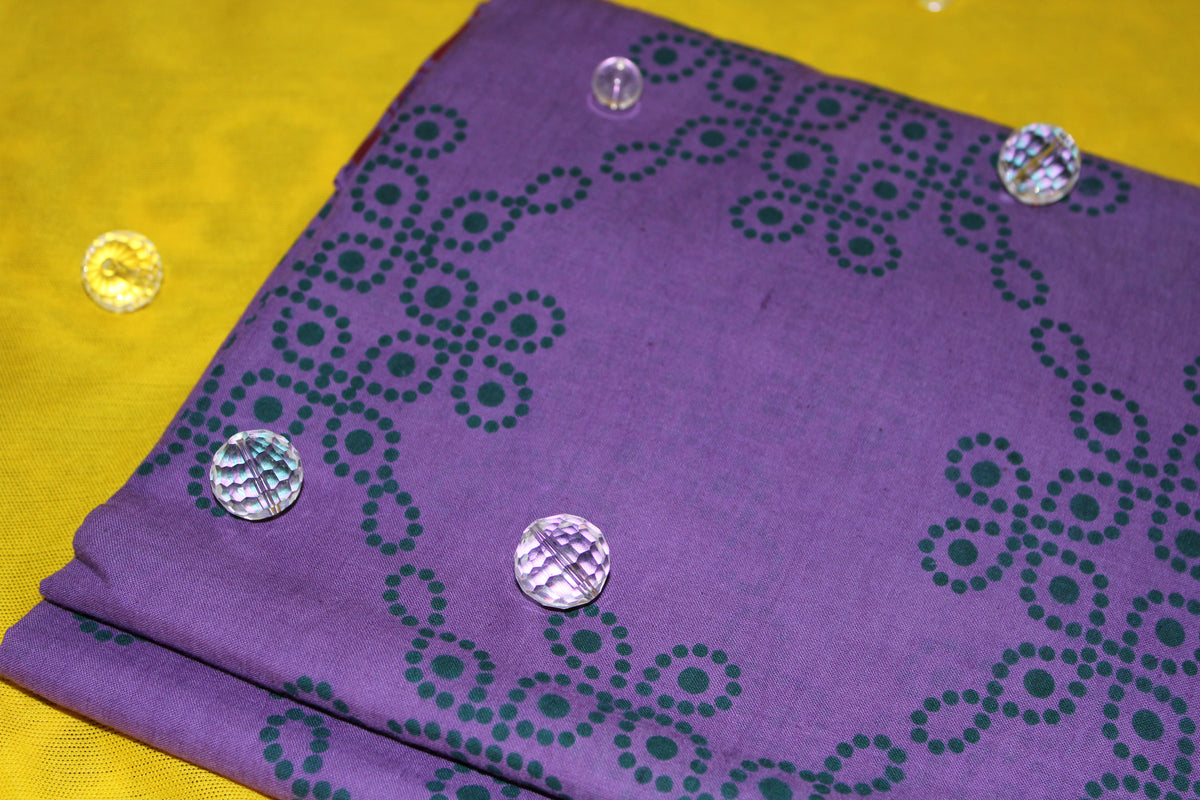 Purple Sungudi Cotton Saree with Maroon Contrast Border