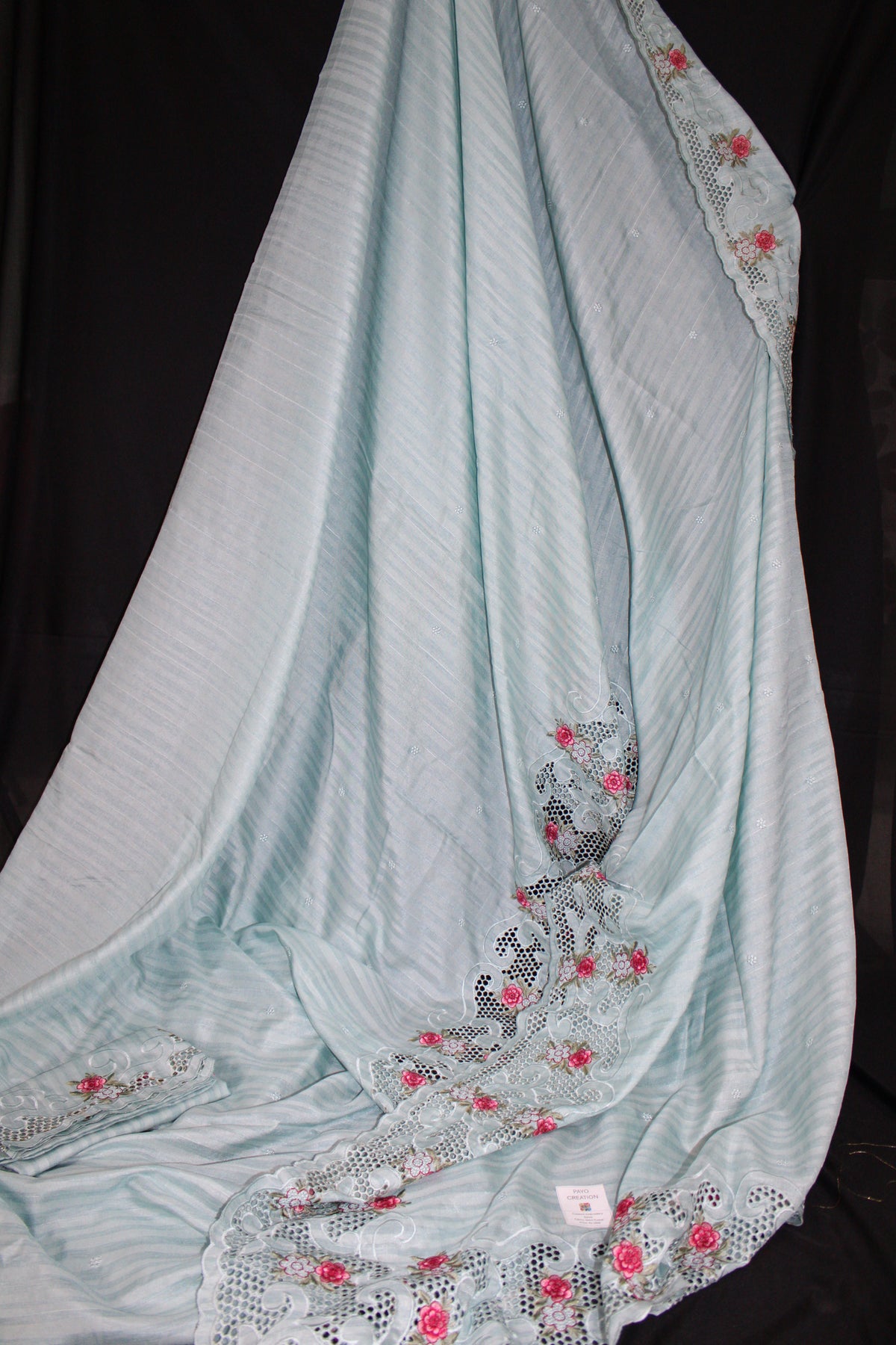 Pastel Aqua Blue Semi-Tussar Saree