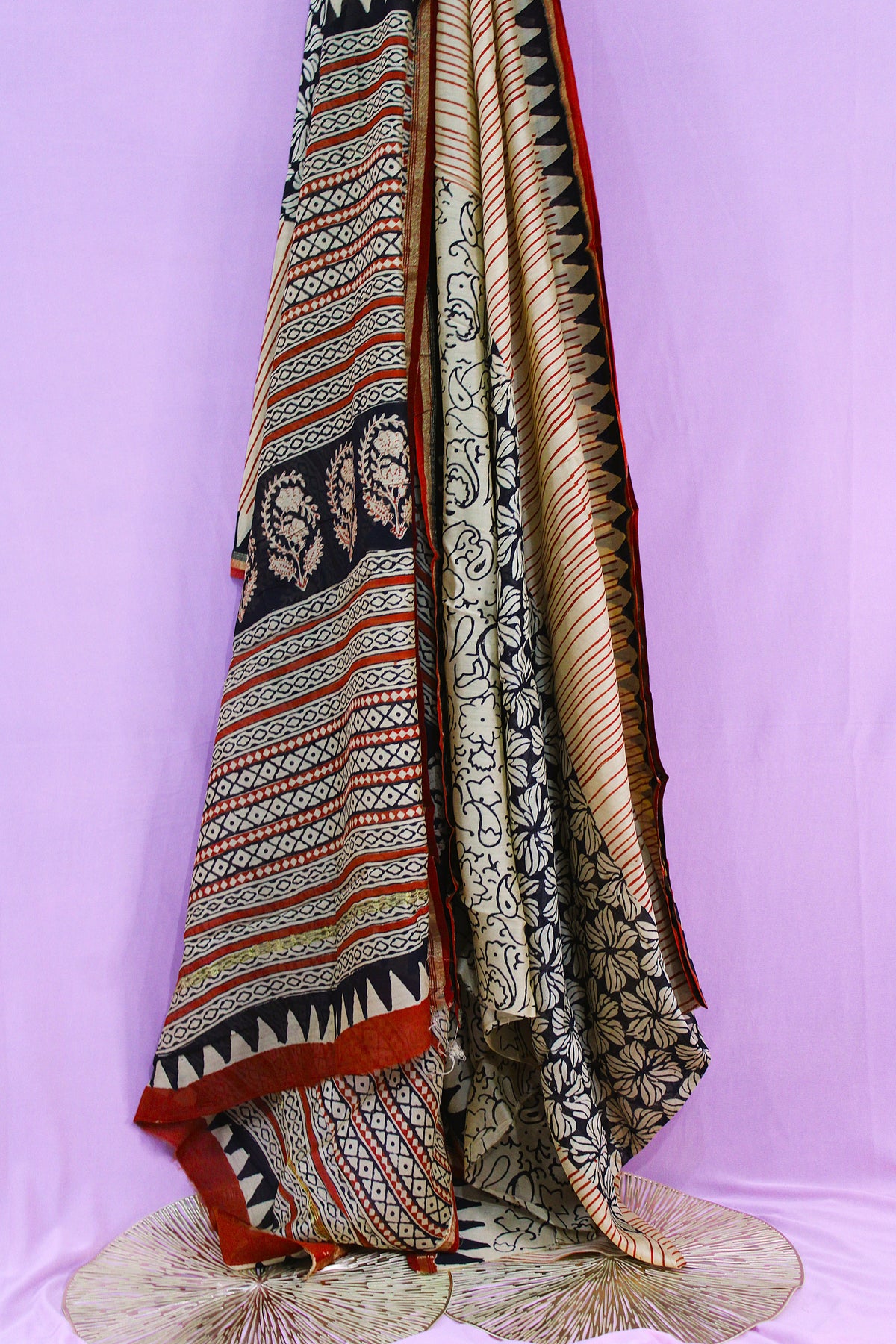 The Unwritten Rhythm – Handblock Printed Kalamkari Saree