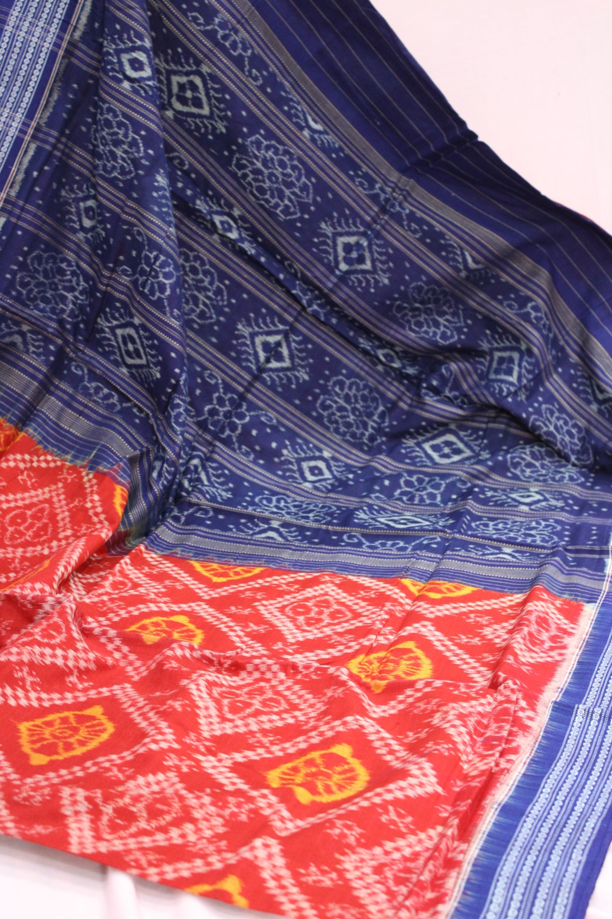 Royal Blue & Crimson Red Sambalpuri Bandha