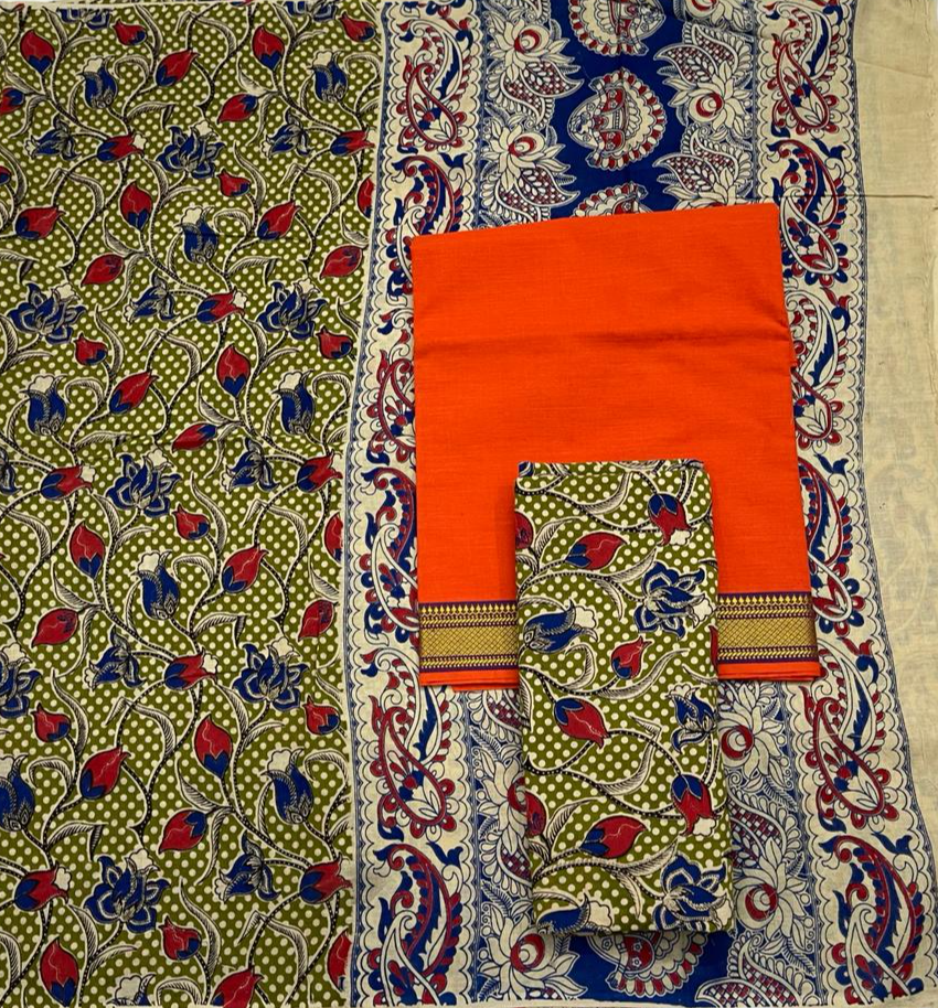 Kalamkari Pure Cotton Unstitched Suit Set
