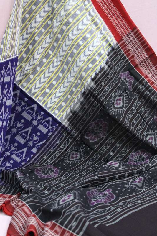 Black, Red & Royal Blue Sambalpuri Bandha