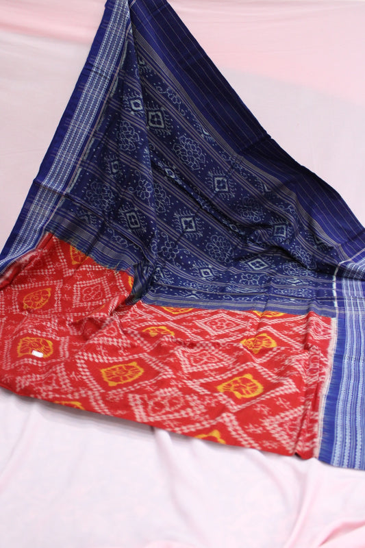 Royal Blue & Crimson Red Sambalpuri Bandha