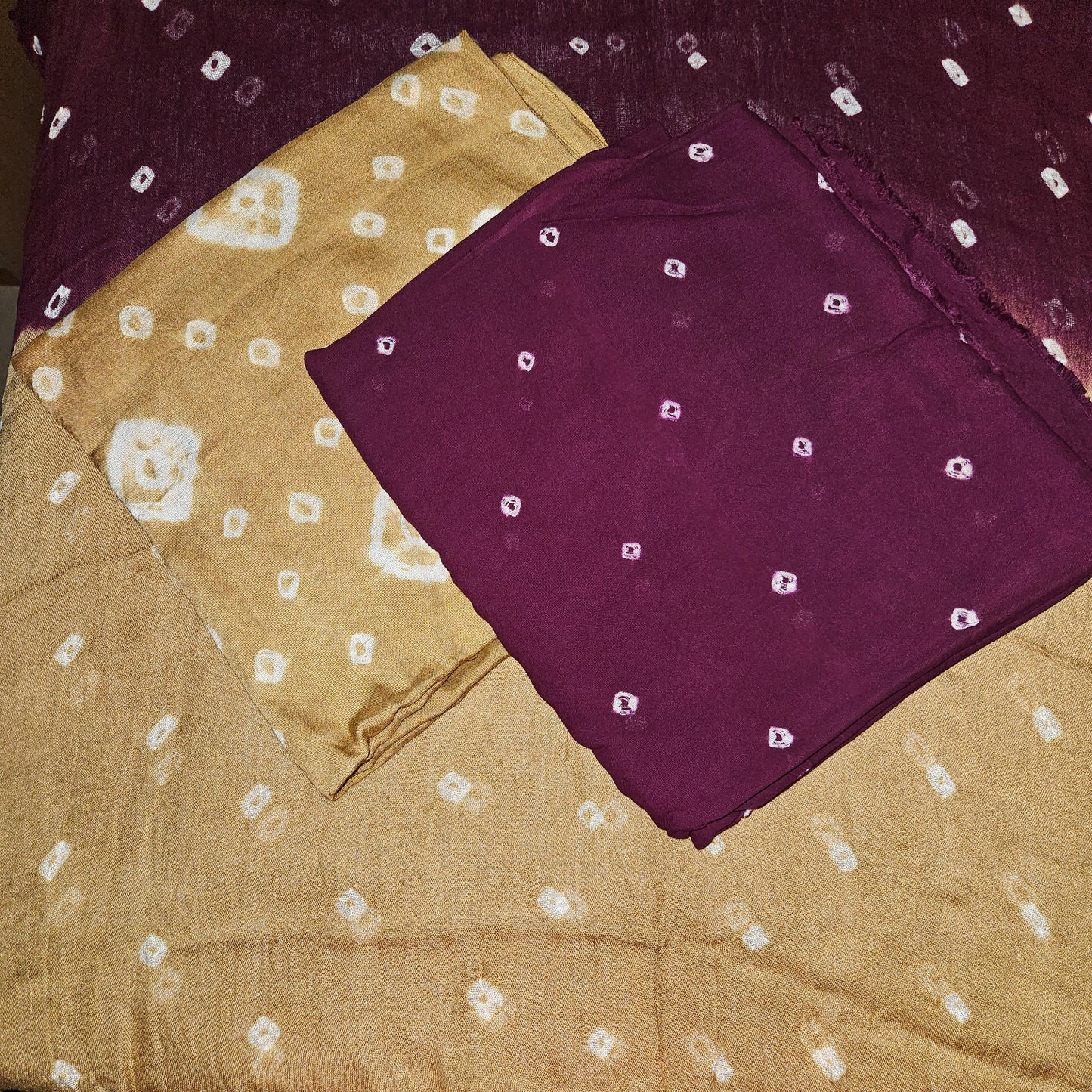 Rayon Bandhni Unstitched Set