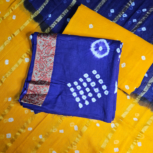 Cotton Bandhni Kurti Set (Unstitched)