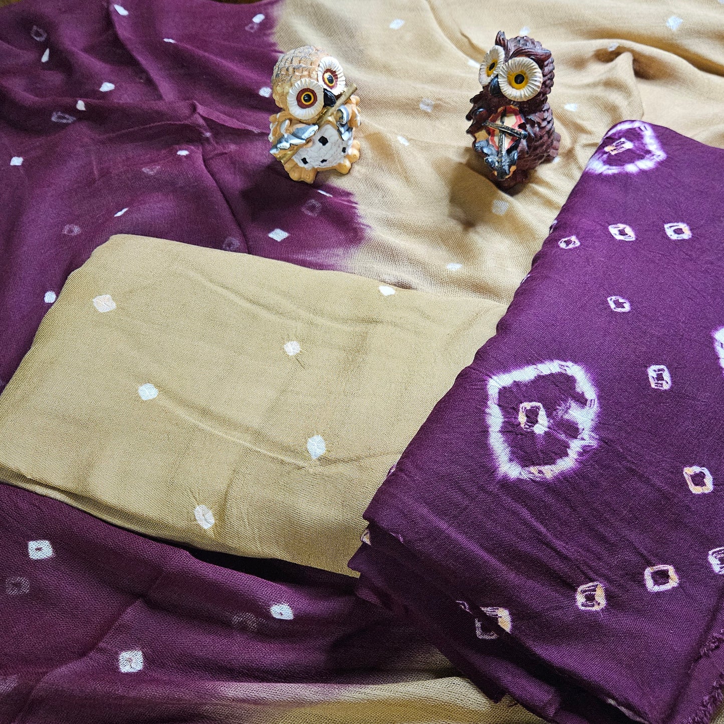 Rayon Bandhni Unstitched Set