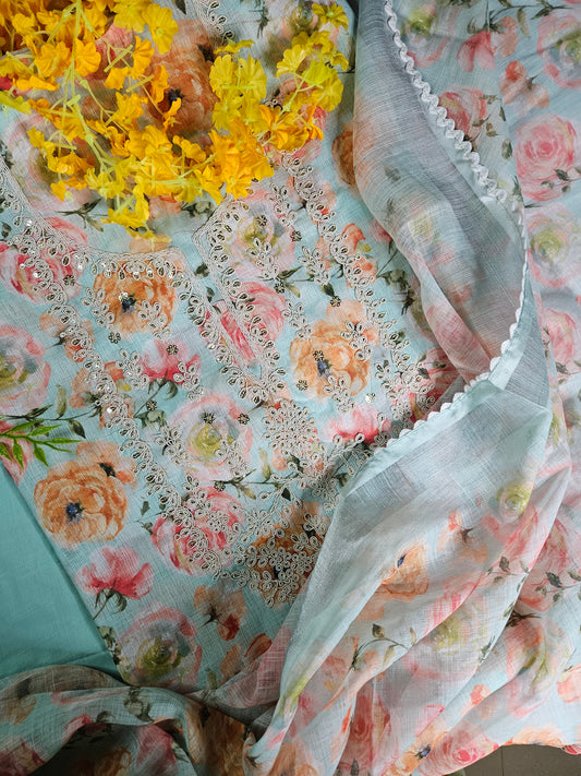 Lilan Cotton Unstitched Kurti Set