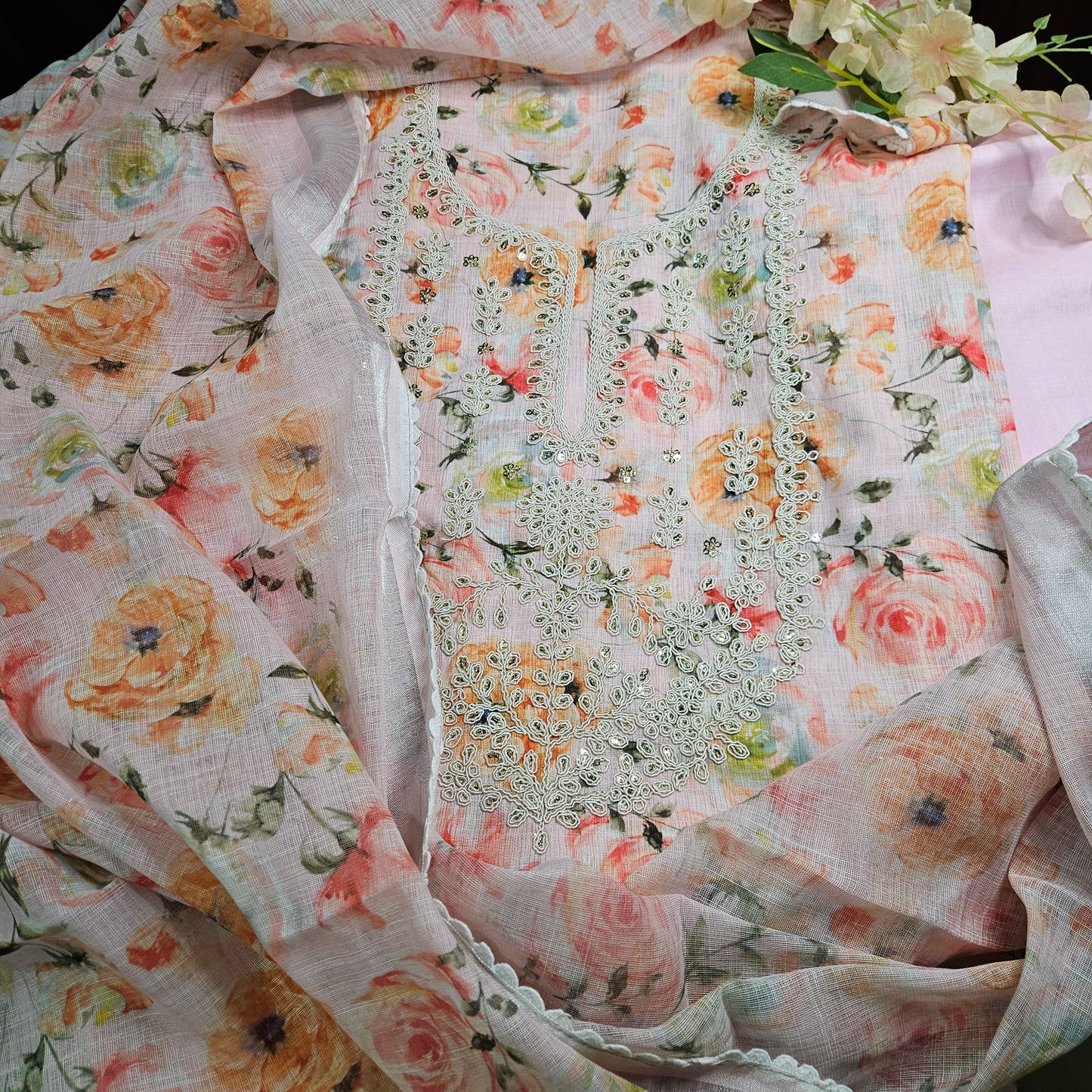 Lilan Cotton Unstitched Kurti Set