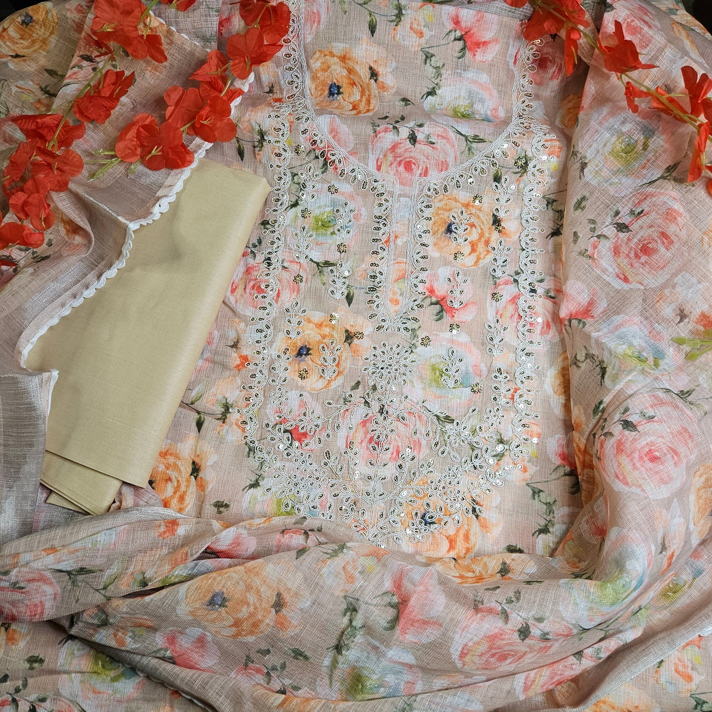 Lilan Cotton Unstitched Kurti Set