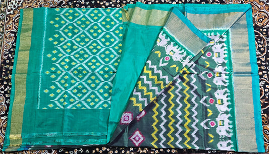 Pochampally Silk Saree with Elephant Motif