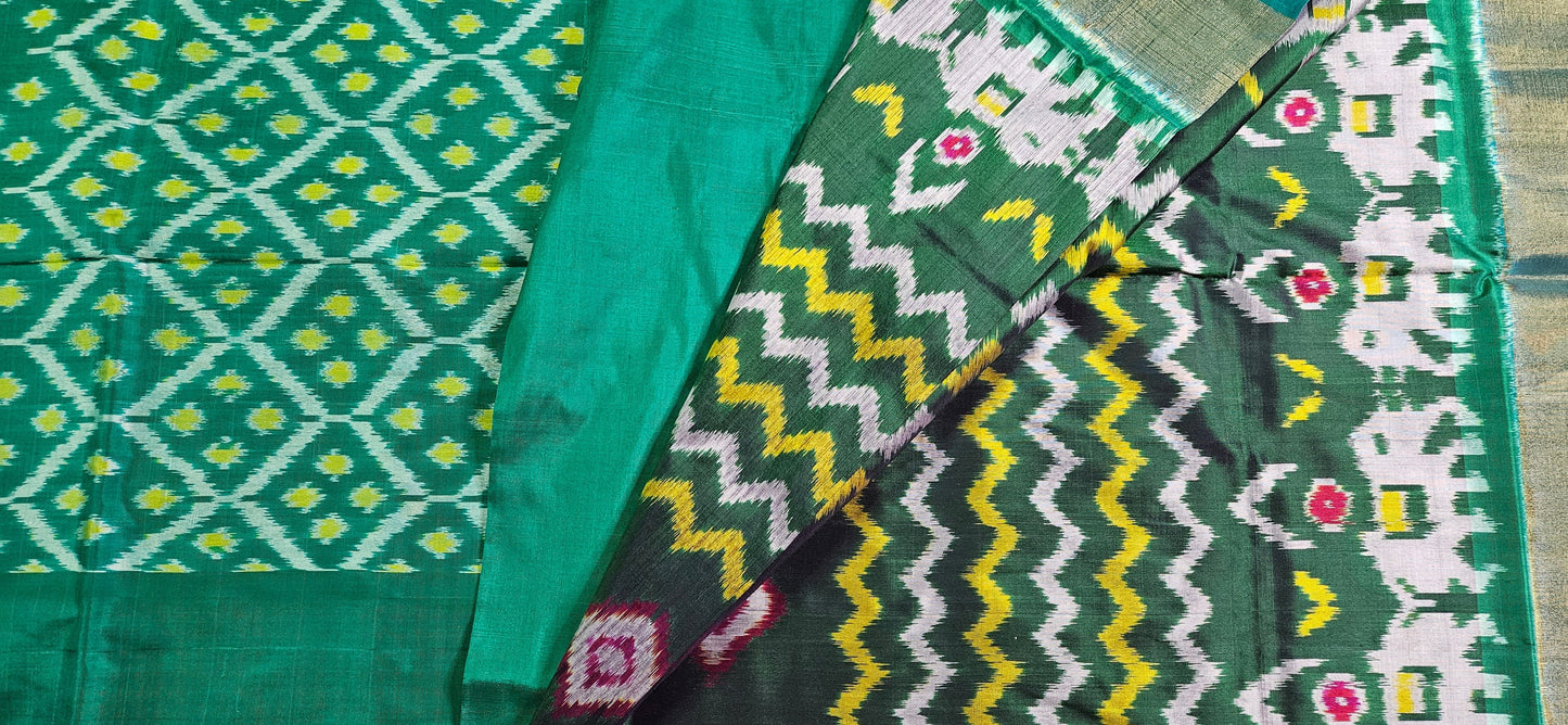 Pochampally Silk Saree with Elephant Motif