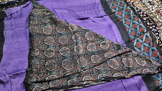 Ajrakh Print Modal Silk Saree