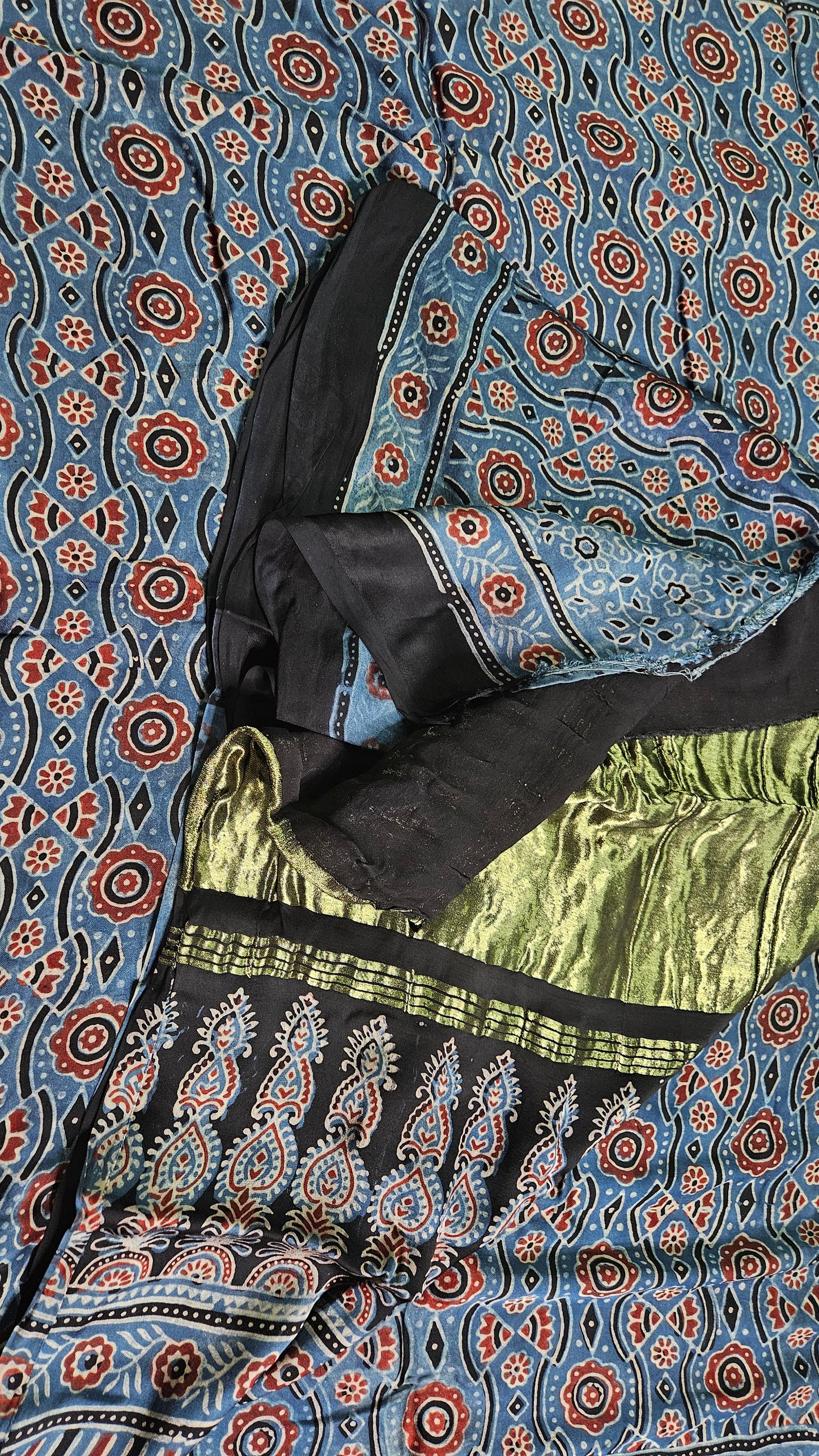 Ajrakh Print Modal Silk Saree