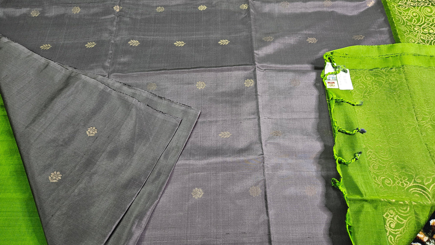 Kanchipuram Pure Silk Saree with Double Body Wrap and Blouse Piece