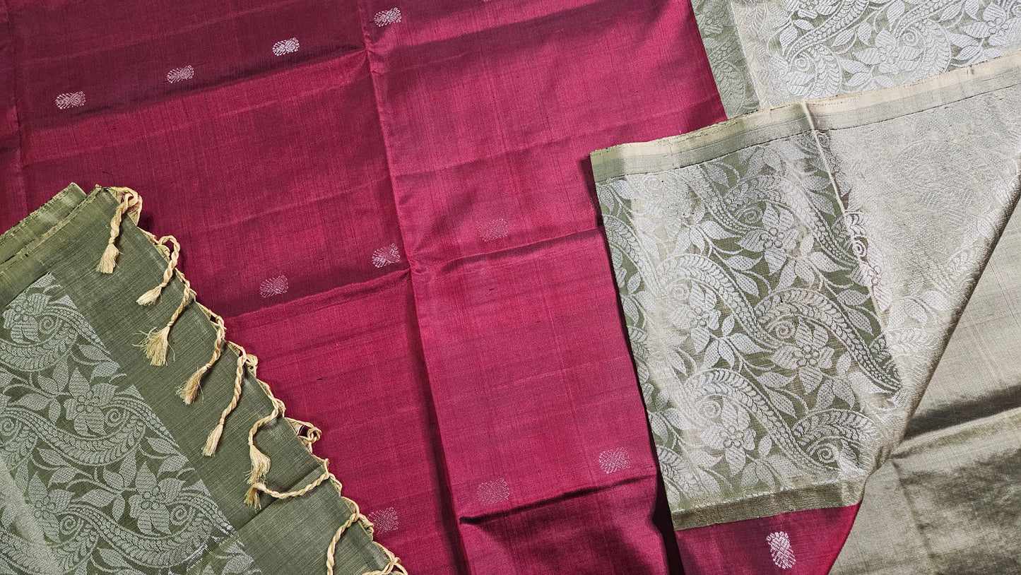 Kanchipuram Pure Silk Saree with Double Body Wrap and Blouse Piece