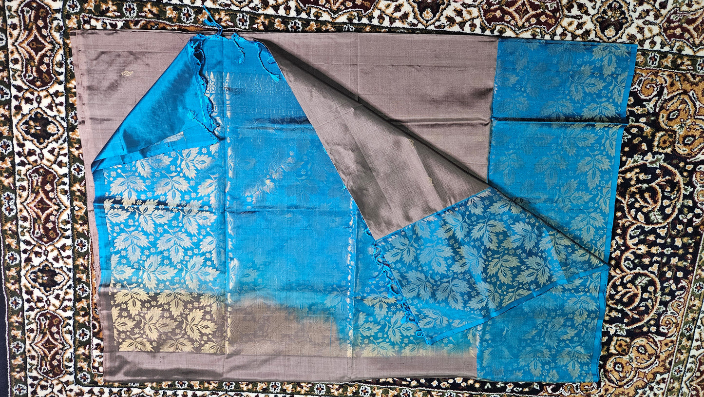 Kanchipuram Pure Silk Saree with Double Wrap and Turning Border