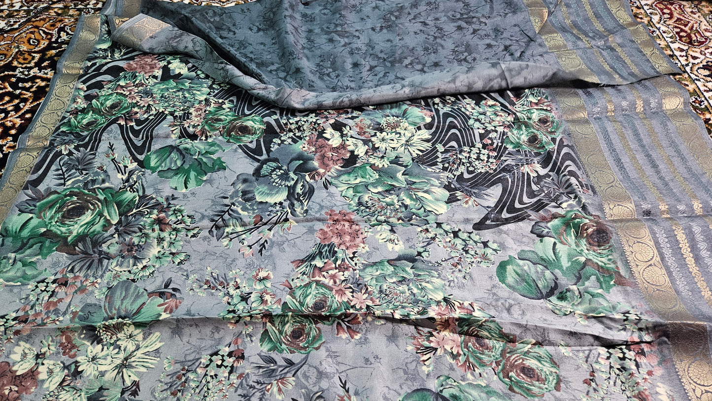 Soft Dola Silk Saree with Jacquard Border and Blouse Piece