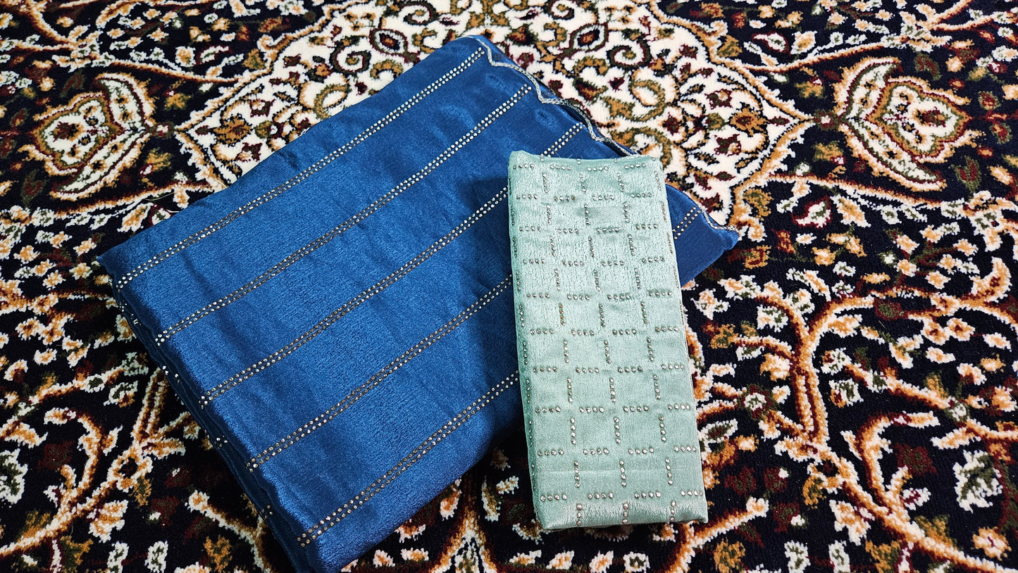 Chinnon Silk Saree with Linear Mukaish Body work