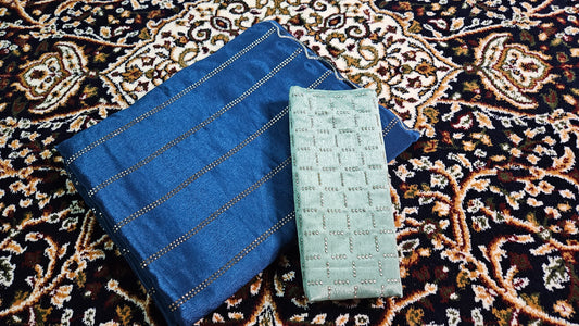 Chinnon Silk Saree with Linear Mukaish Body work