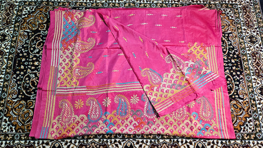 Bangalore Silk with Intricate Kantha (Katha) Motifs Stitch