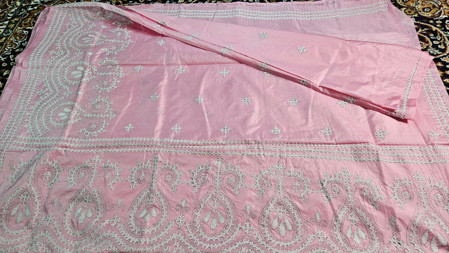 Bangalore Silk with Intricate Kantha (Katha) Motifs Stitch