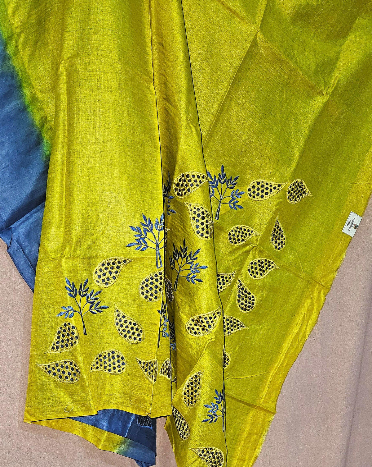 Lime Yellow Handloom Tussar Silk Saree