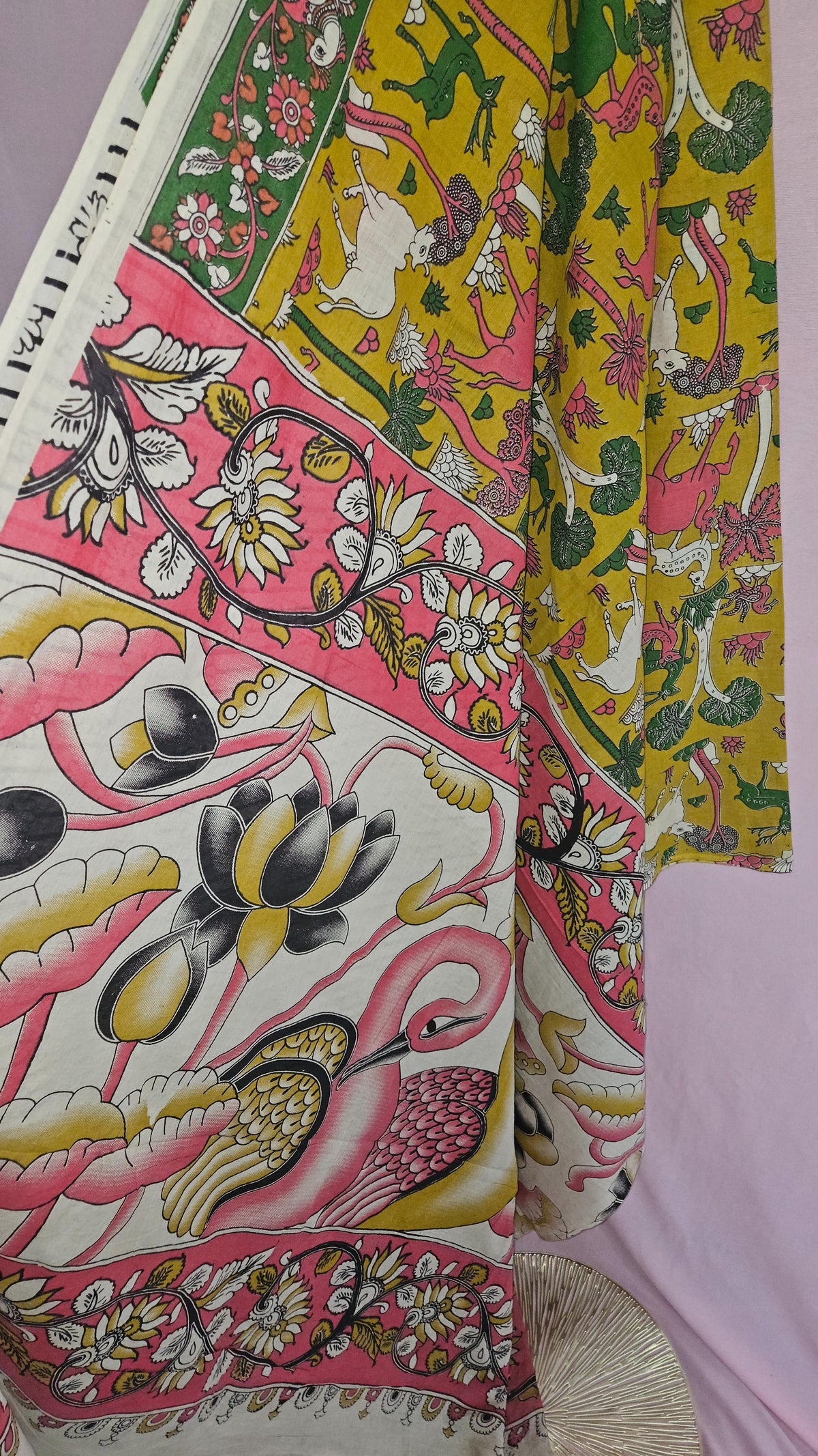 Kalamkari-Inspired Wildlife Print Saree
