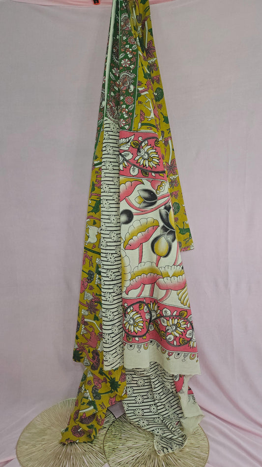 Kalamkari-Inspired Wildlife Print Saree