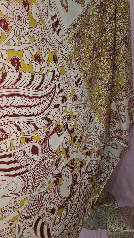 The Enchanted Garden – Kalamkari Pure Cotton Saree