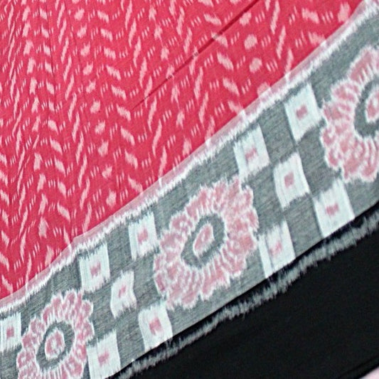Black and Coral Pink Sambalpuri Bandha