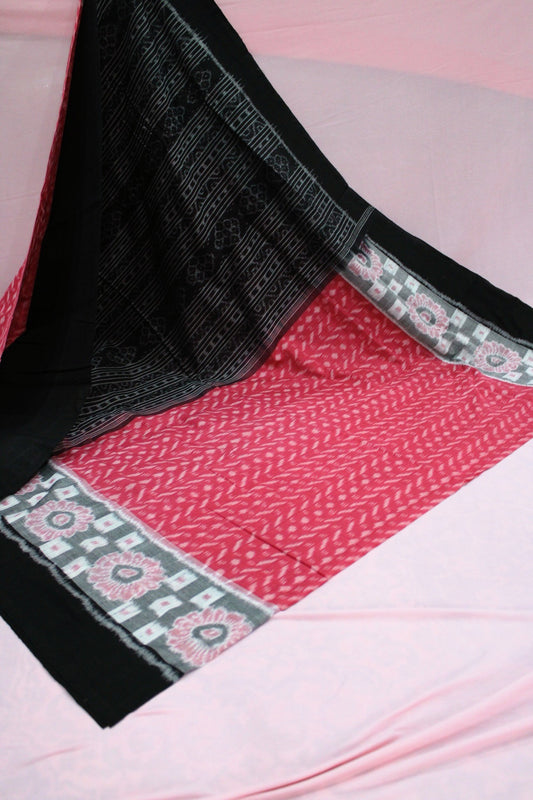 Black and Coral Pink Sambalpuri Bandha