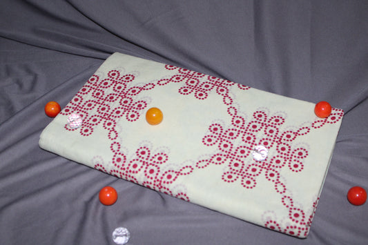 Off-White & Red Sungudi Cotton Saree with Green Contrast Border