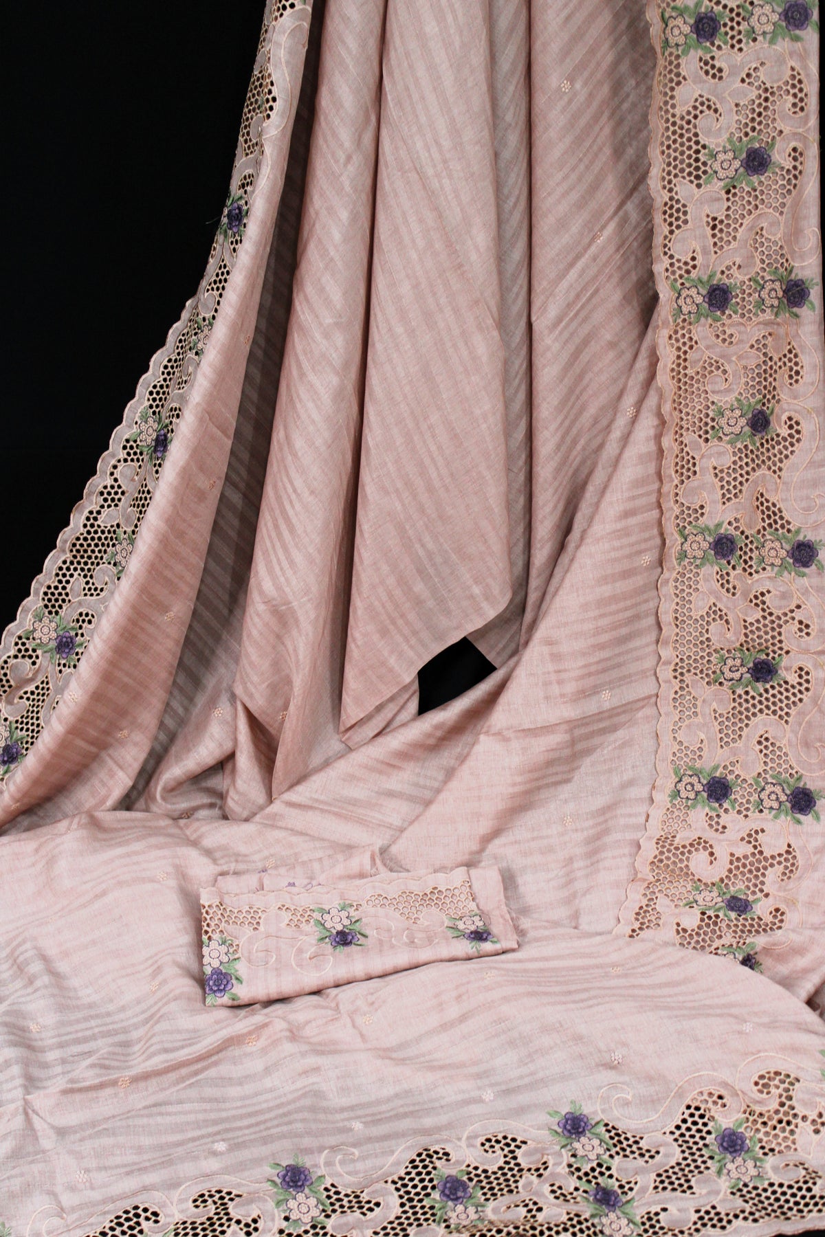 Blush Pink Semi-Tussar Saree