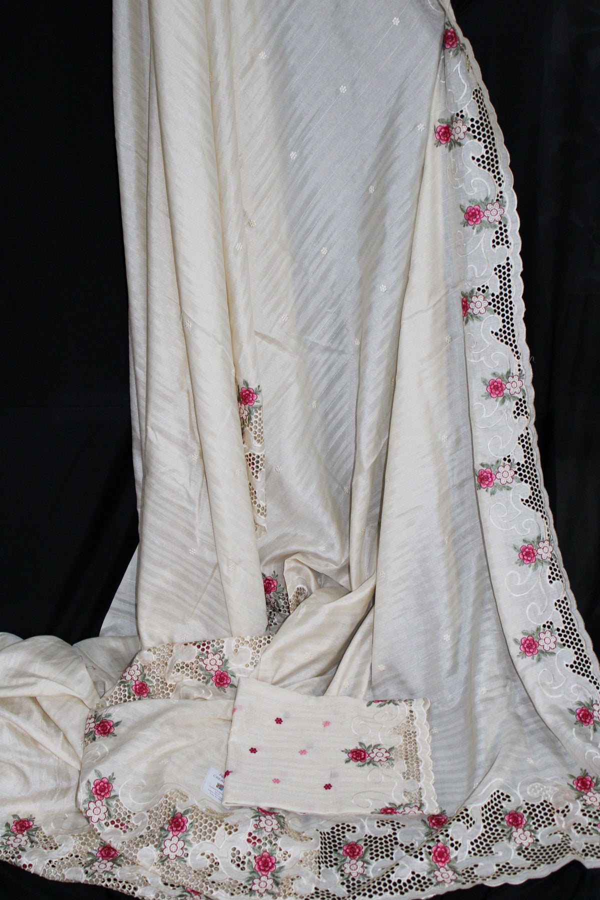 Ivory Cream Semi-Tussar Saree