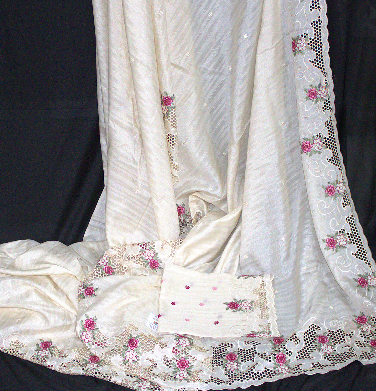 Ivory Cream Semi-Tussar Saree