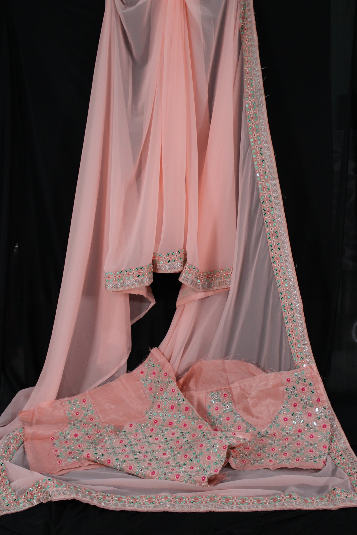 Gotta Patti Style Chiffon Saree