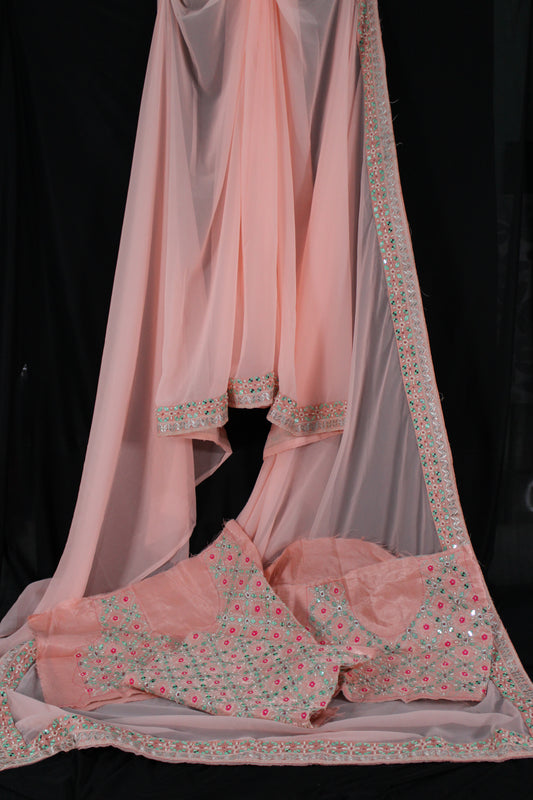 Gotta Patti Style Chiffon Saree