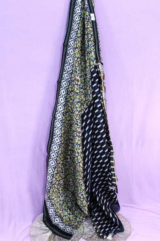 The Geometric Garden – Handblock Printed Kalamkari Saree