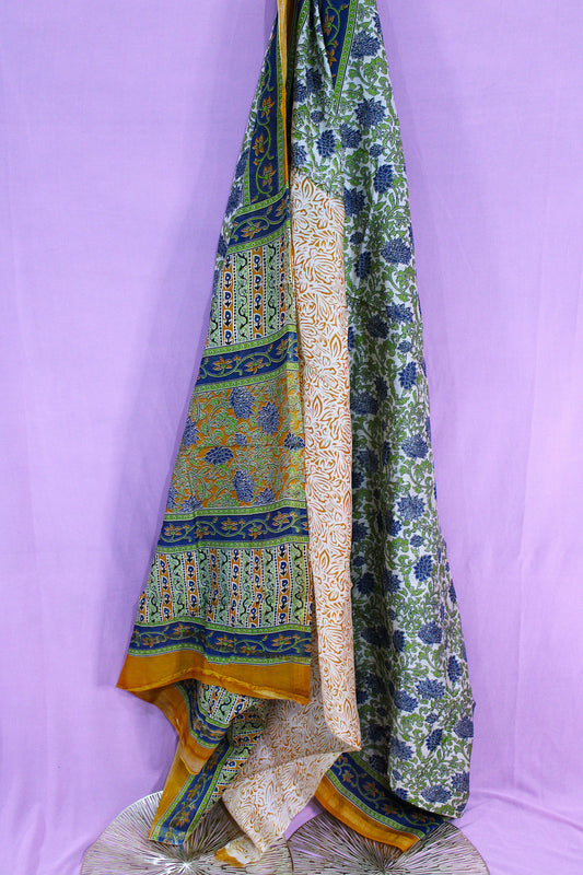 The Golden Hour Garden – Handblock Printed Kalamkari Saree