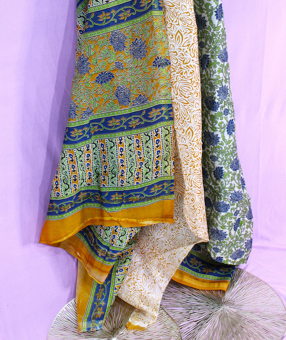 The Golden Hour Garden – Handblock Printed Kalamkari Saree