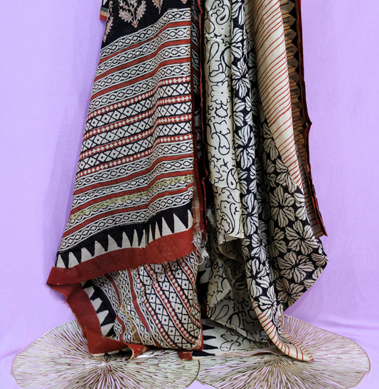 The Unwritten Rhythm – Handblock Printed Kalamkari Saree