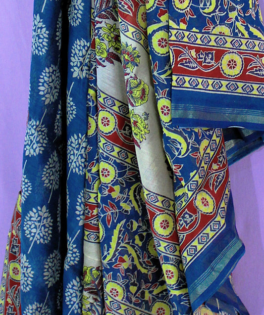 The Wandering Monsoon – Handblock Printed Kalamkari Saree