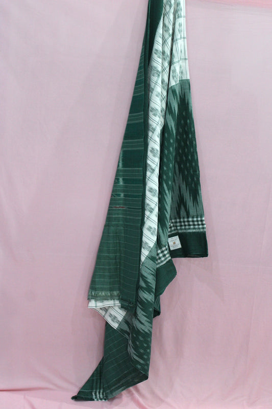 Forest Green & Ivory Sambalpuri Bandha