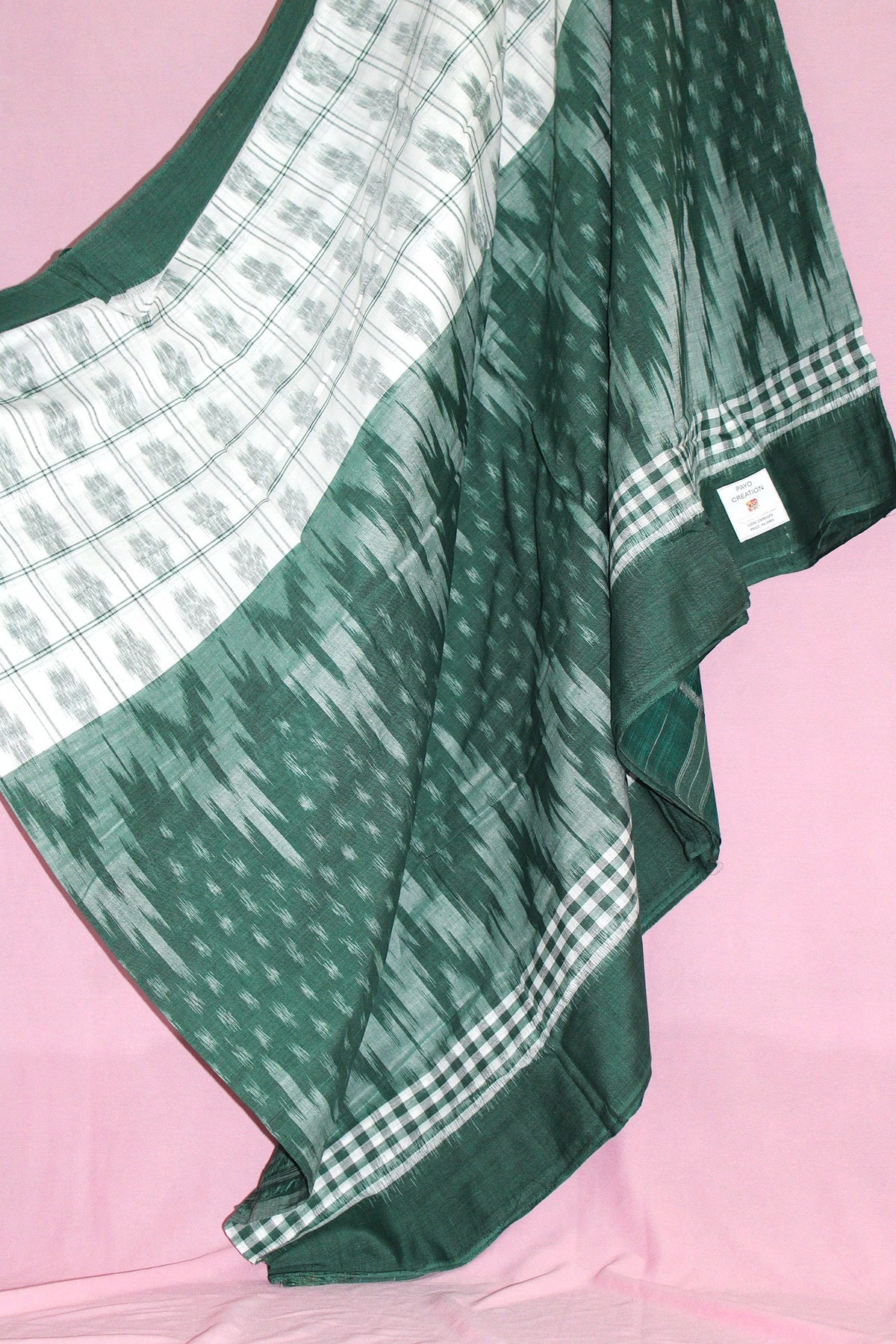 Forest Green & Ivory Sambalpuri Bandha