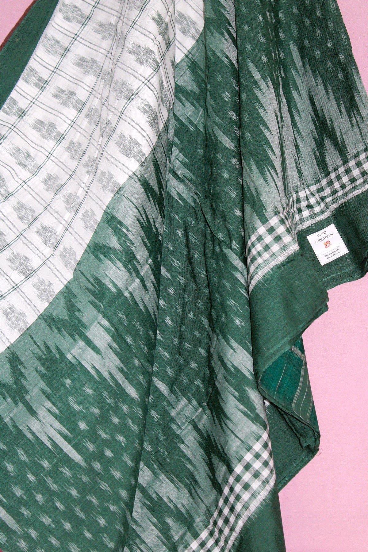 Forest Green & Ivory Sambalpuri Bandha